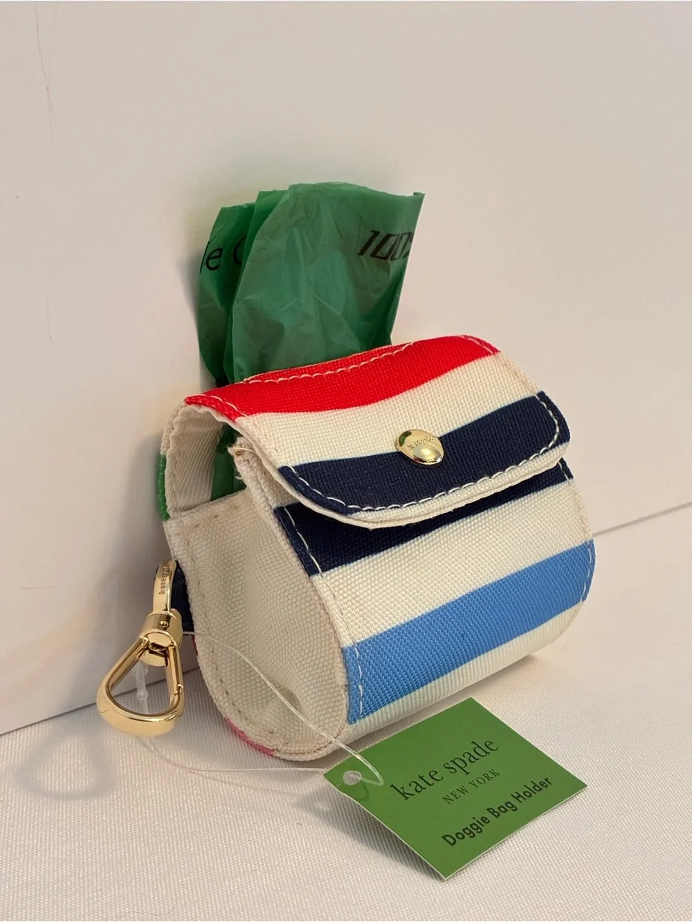 Kate Spade New York Doggie Bag Holder Adventure Stripe New With Tags